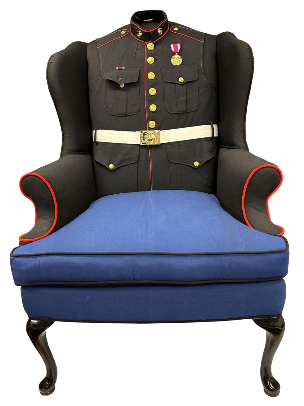 Army Print Chair Raspberry Custom Military Service Chair | Christina's Upholstery